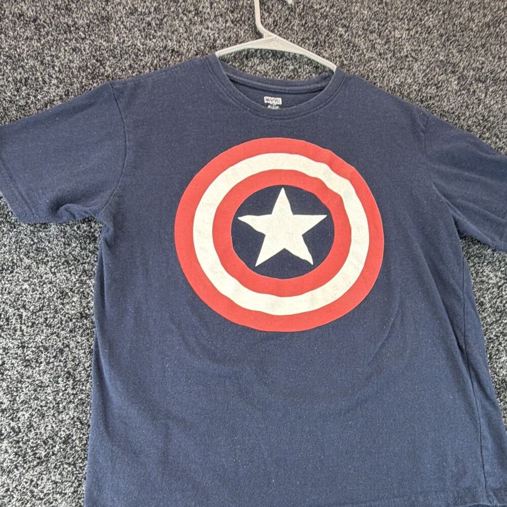 Marvel Captain America Shield Graphic T-Shirt Mens Large Navy Blue Avengers Tee